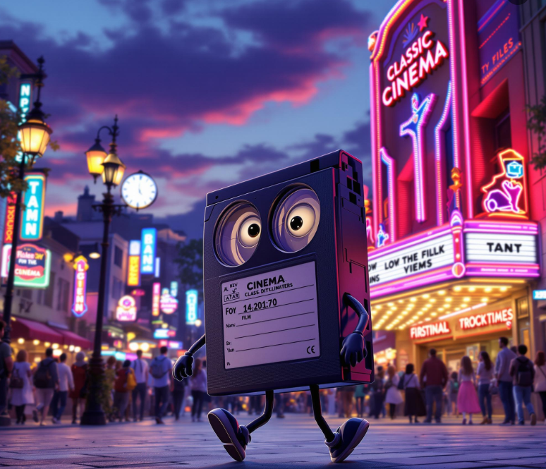 비디오테이프가 극장에가는 애니메이션이미지