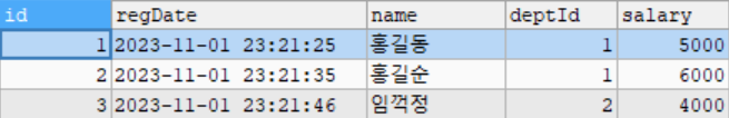 쿼리 실행결과 재확인