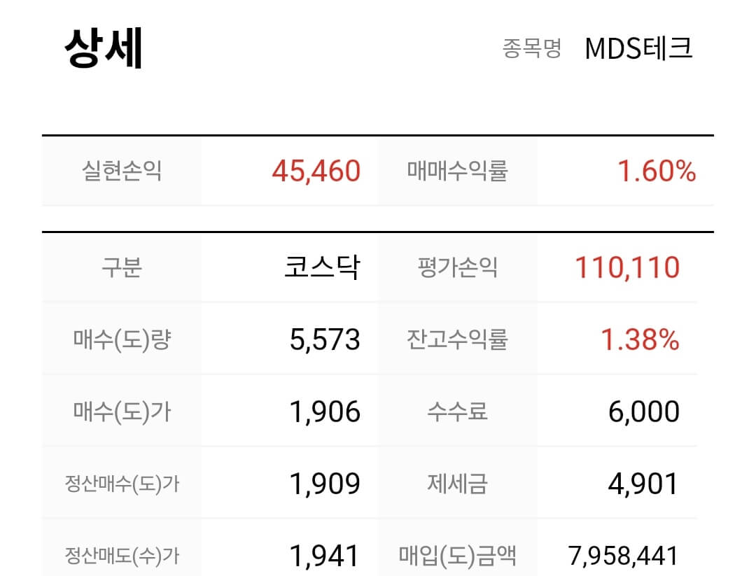 MDS테크 수익인증