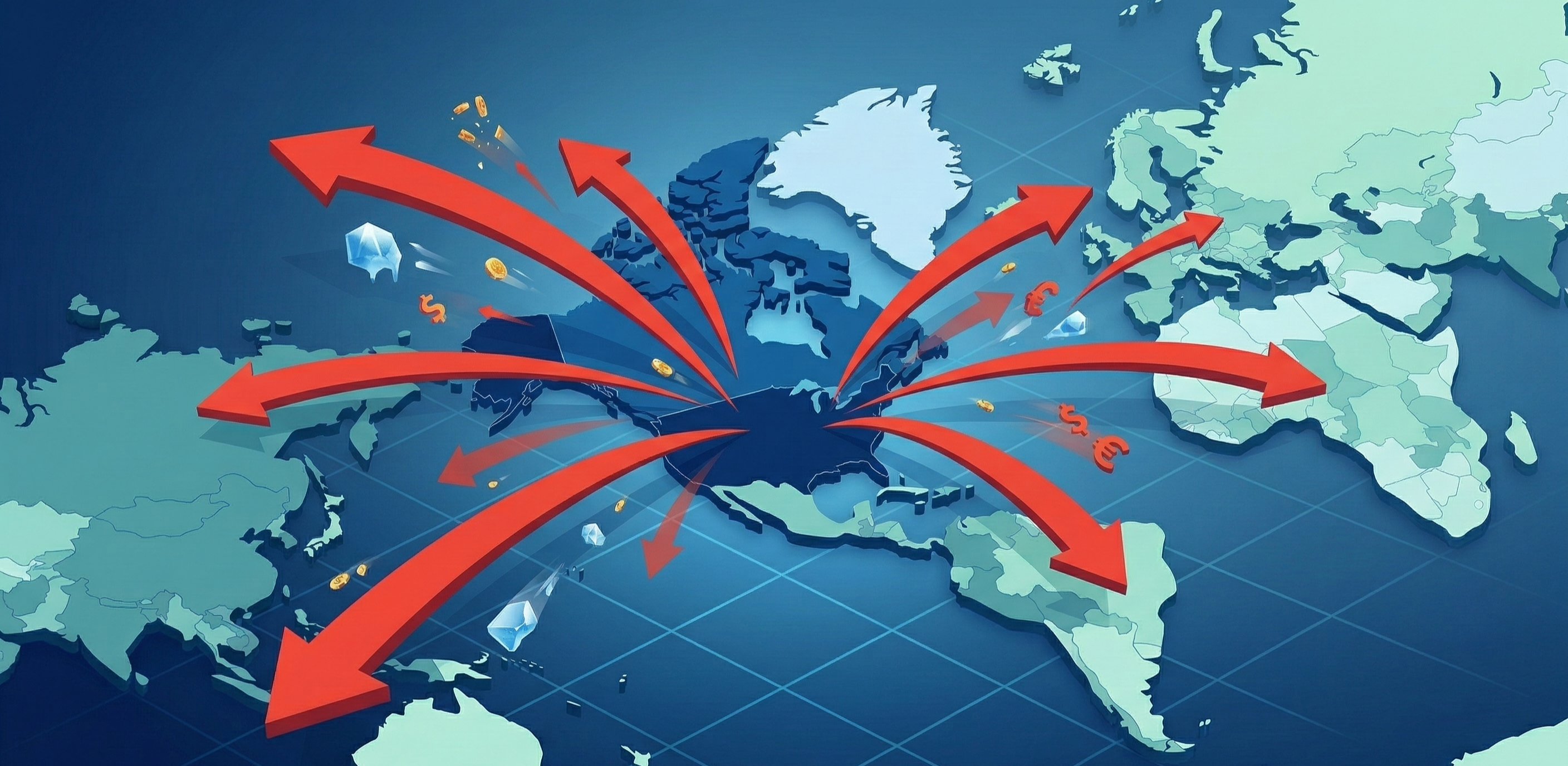 Financial map showing capital outflow from North America / 북미 주식 시장의 급격한 자금 유출 시각화