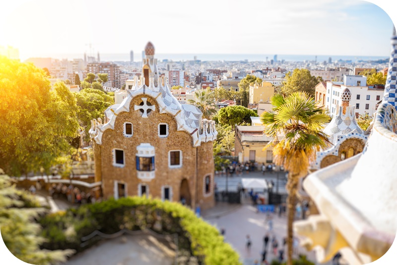 스페인-바르셀로나-구엘공원-아침-햇살