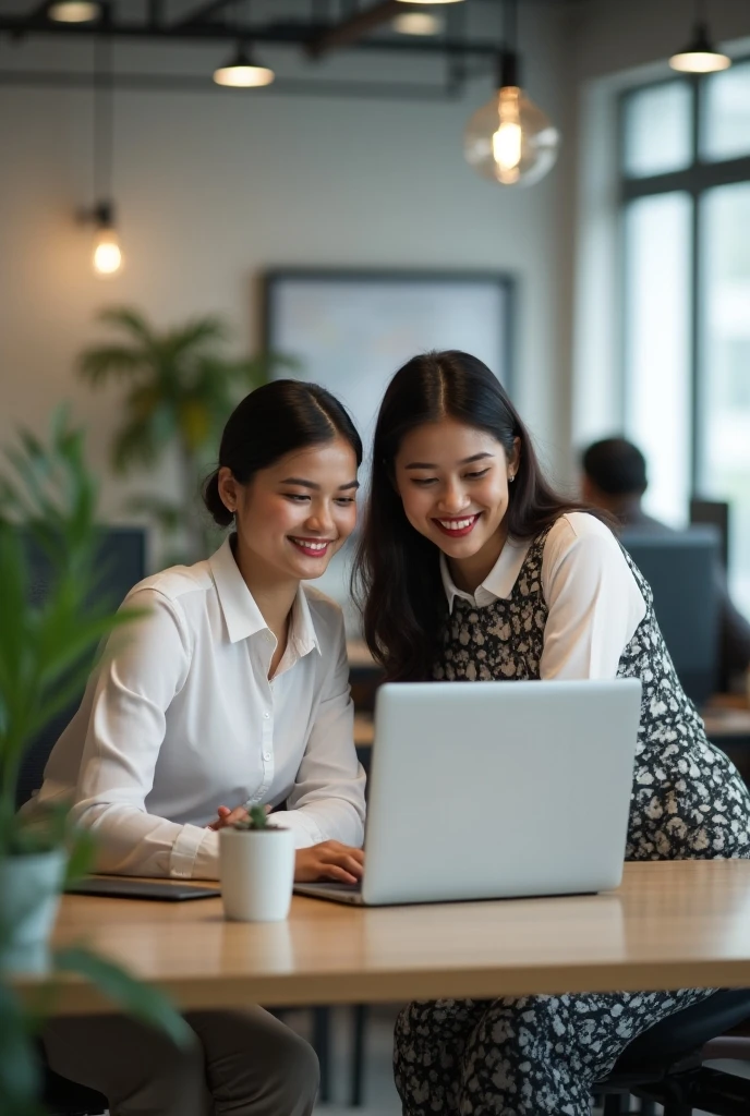 구독, 가상공간 컴퓨터로 세팅하는 여자들 이미지