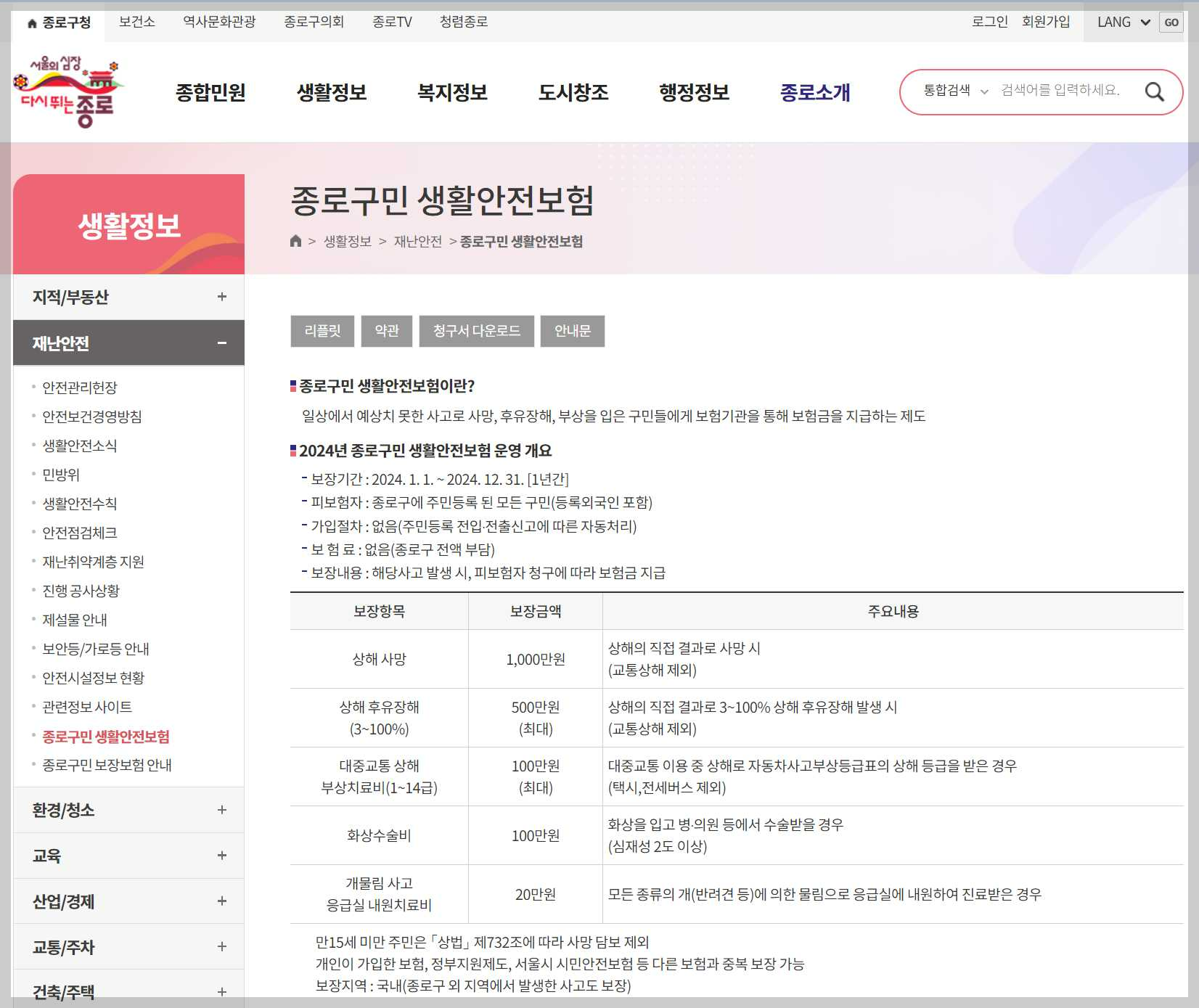 지자체별-시민안전보험-보장내역