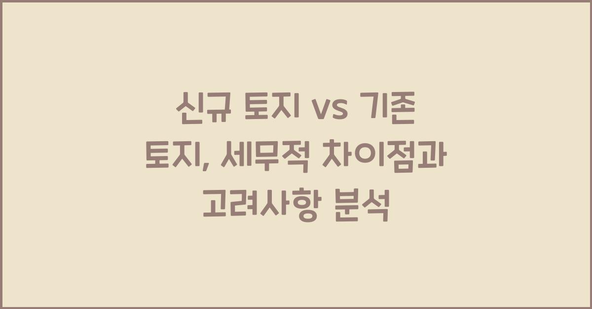 신규 토지 vs 기존 토지: 세무적 차이점과 고려사항