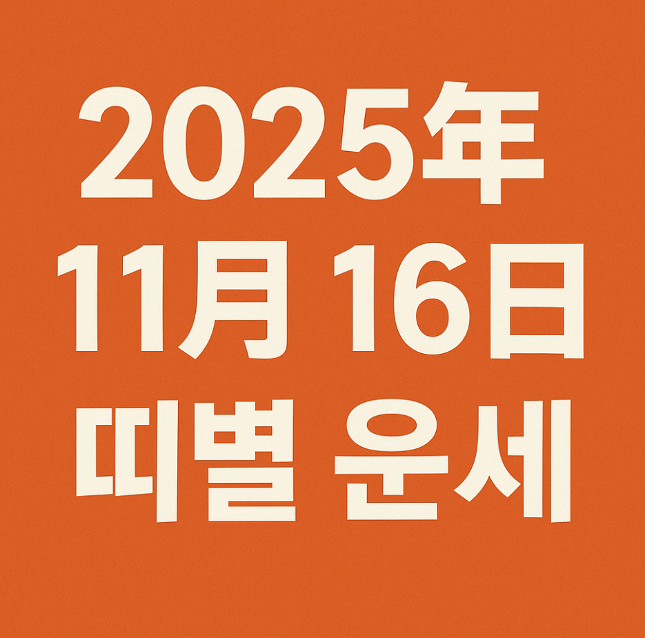 2025년 11월 16일 띠별 운세 총정리
