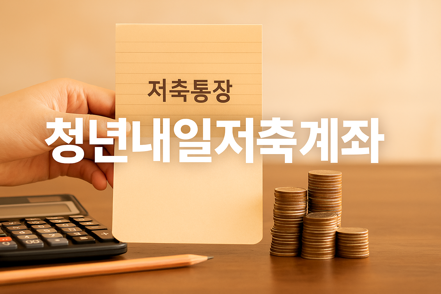 청년-손에-든-저축통장과-계산기-동전더미-청년내일저축계좌-중앙텍스트