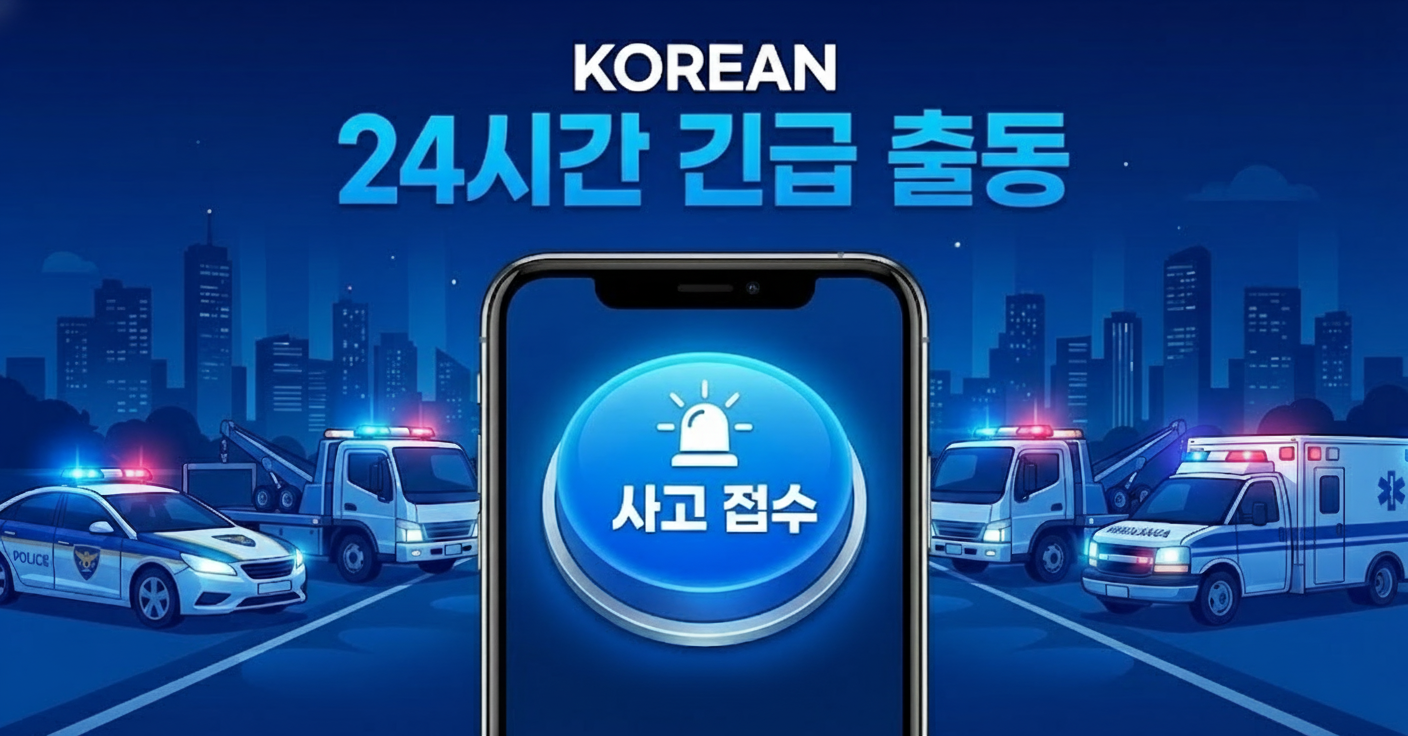 사고 발생 시 앱으로 간편하게 출동 서비스를 요청하는 모습