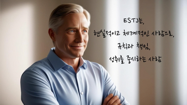 ESTJ는 현실적이고 체계적인 사람으로, 규칙과 책임, 성취를 중시하는 유형입니다에 관한 그림