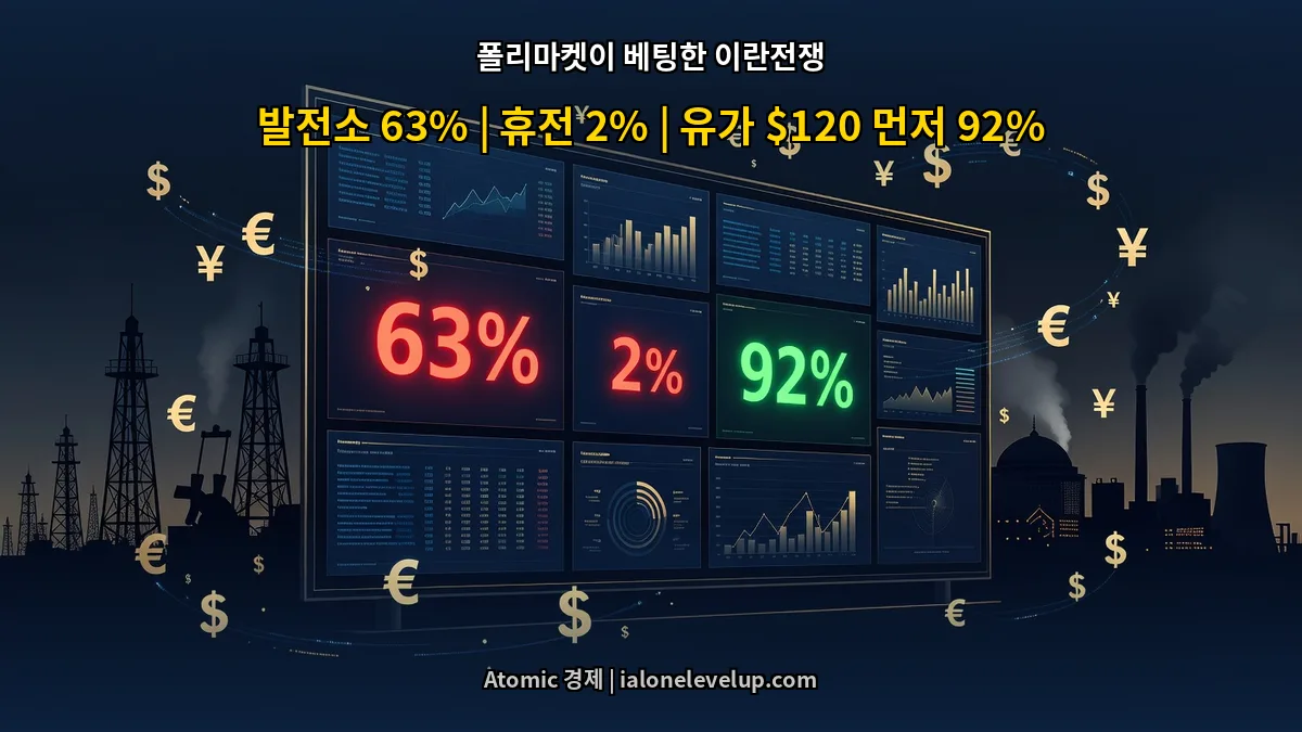 폴리마켓 이란전쟁 예측시장 데이터 발전소 타격 63% 휴전 2%