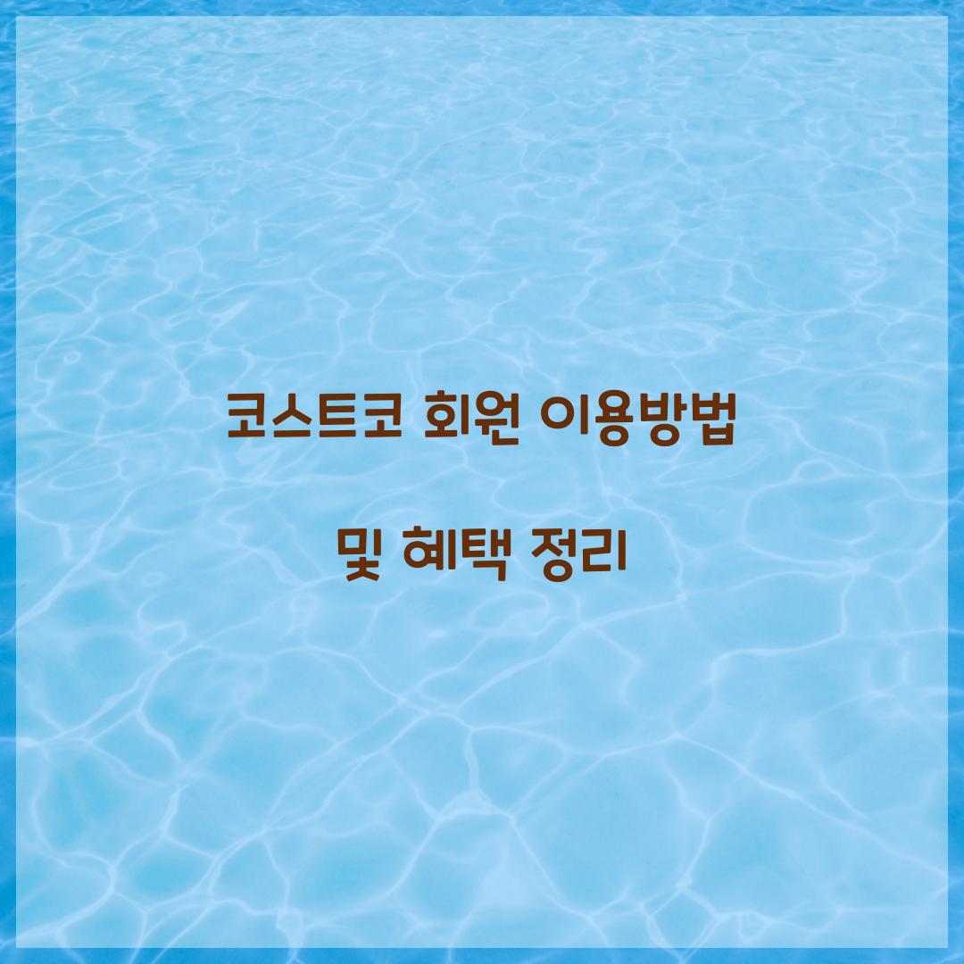 코스트코 회원 이용방법