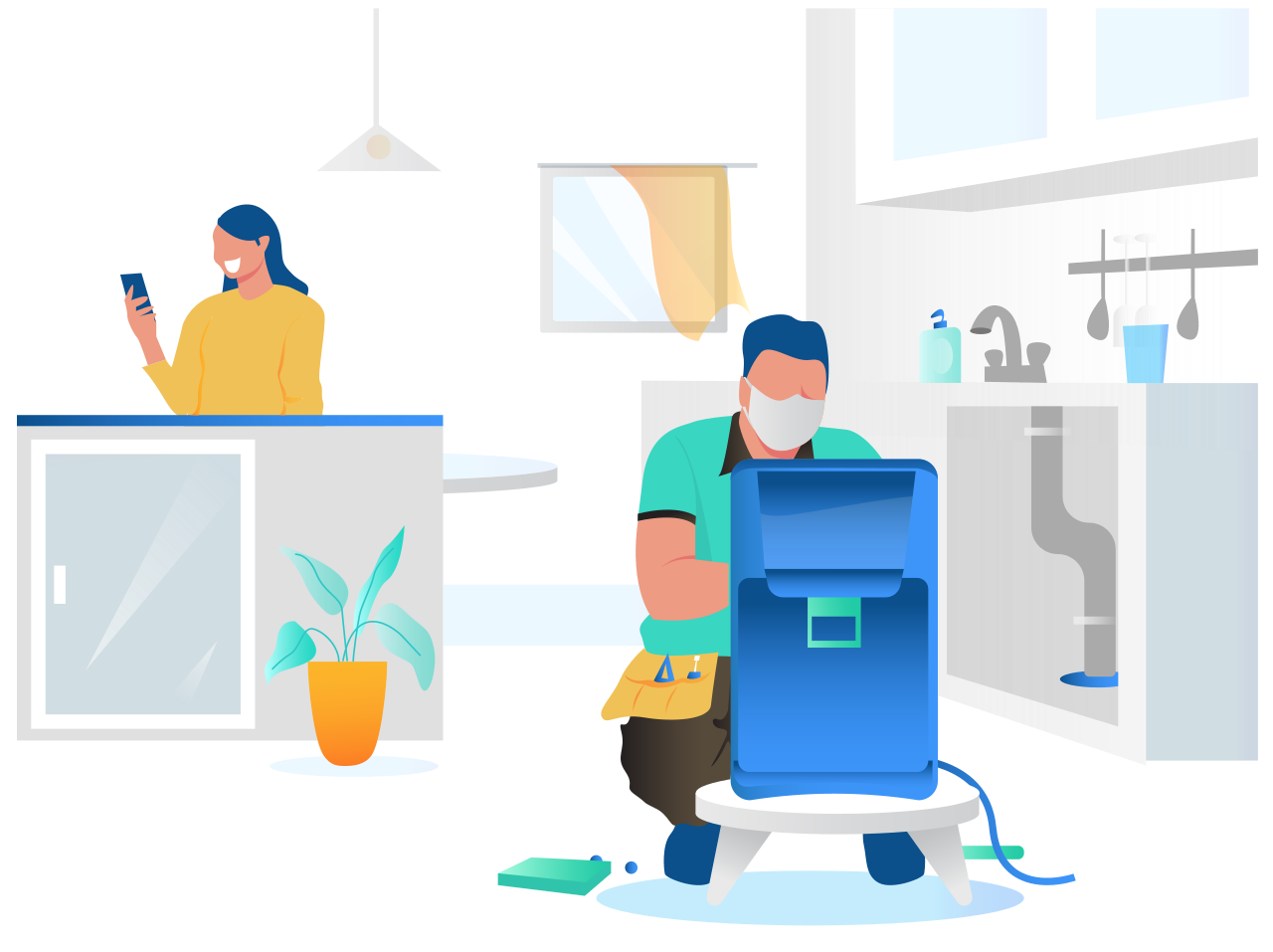 LG 필터 구매 및 관리 서비스 소개 이미지, 공기청정기 및 정수기 필터 교체 방법 안내