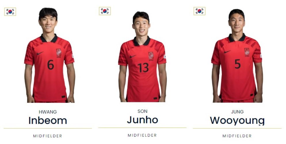 황인범, 손준호, 정우영