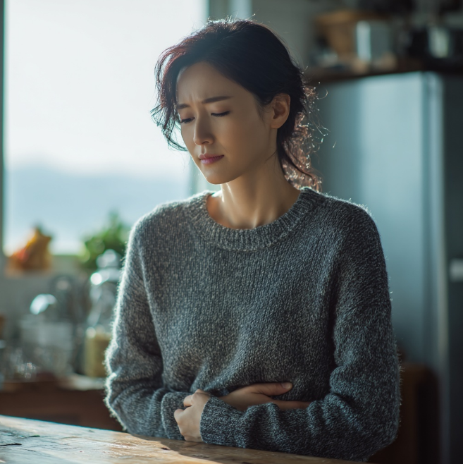 공복 속이쓰린 여자 이미지