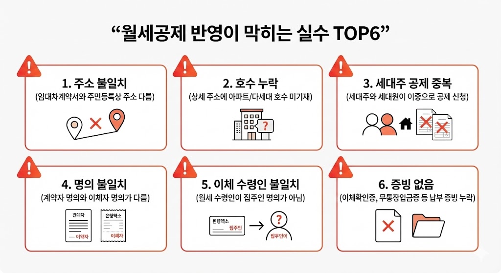 월세공제 조건(계약서·이체증빙·전입/주소) 체크리스트 — 2026 연말정산 “이 12개만” 확인하세요