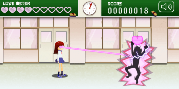 눈빛보내기-게임하기-플러팅-온-스쿨-플레이-남학생에게-눈빛-광선을-보내-유혹하는-화면