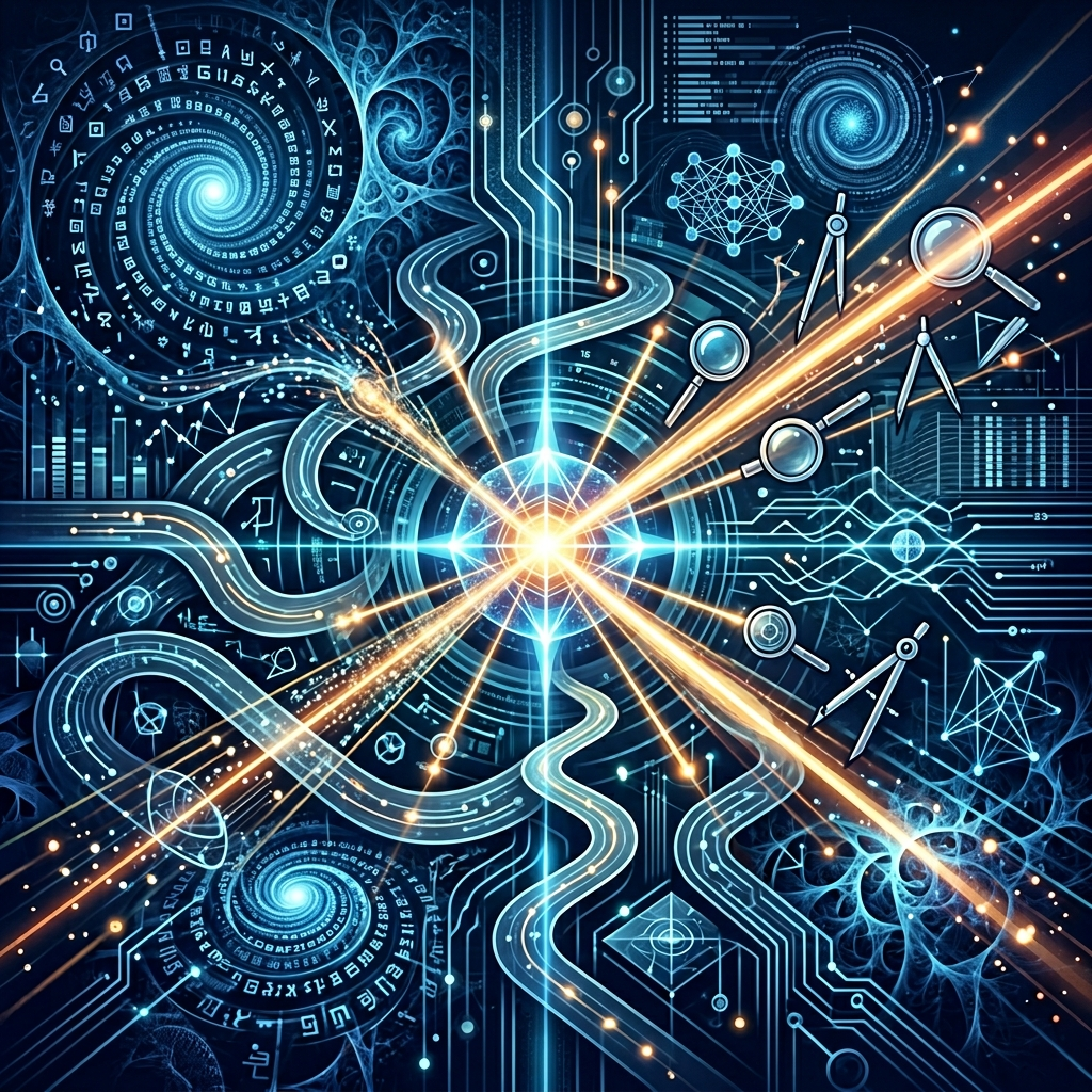 AI 결과 검증과 데이터 분석 구조를 표현한 디지털 이미지