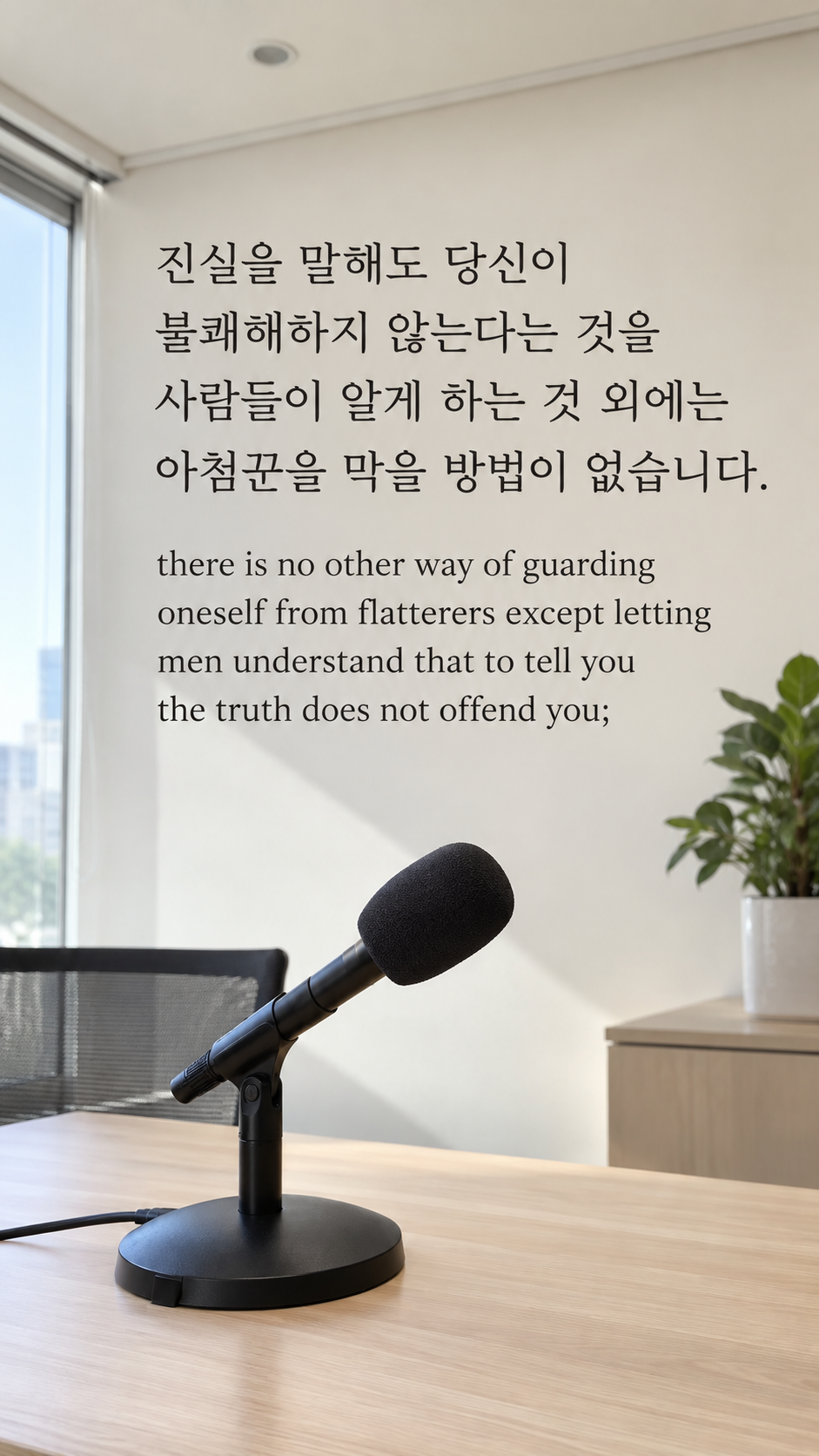 진실을 말해도 당신이 불쾌해하지 않는다는 것을 사람들이 알게 하는 것 외에는 아첨꾼을 막을 방법이 없습니다. — 조용한 회의실의 마이크