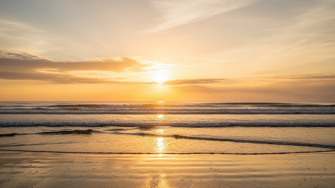공황의 폭풍이 지나간 뒤 찾아온 찬란한 회복의 기운과 새로운 시작을 상징하는 바다 일출