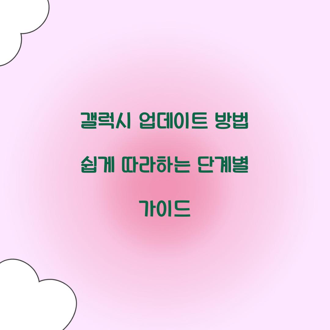 갤럭시 업데이트 방법