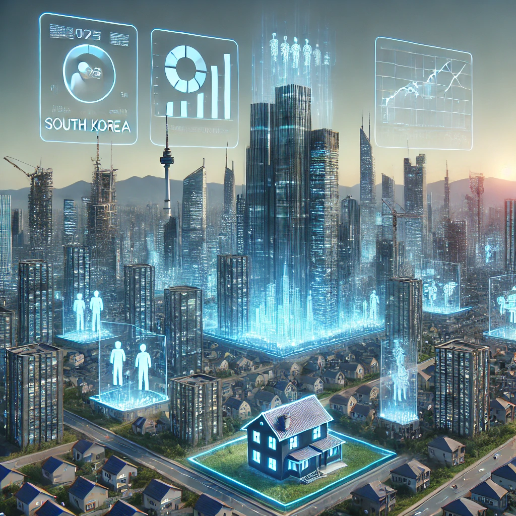 AR과 AI 기술을 활용한 2025년 한국의 스마트 부동산 중개소.