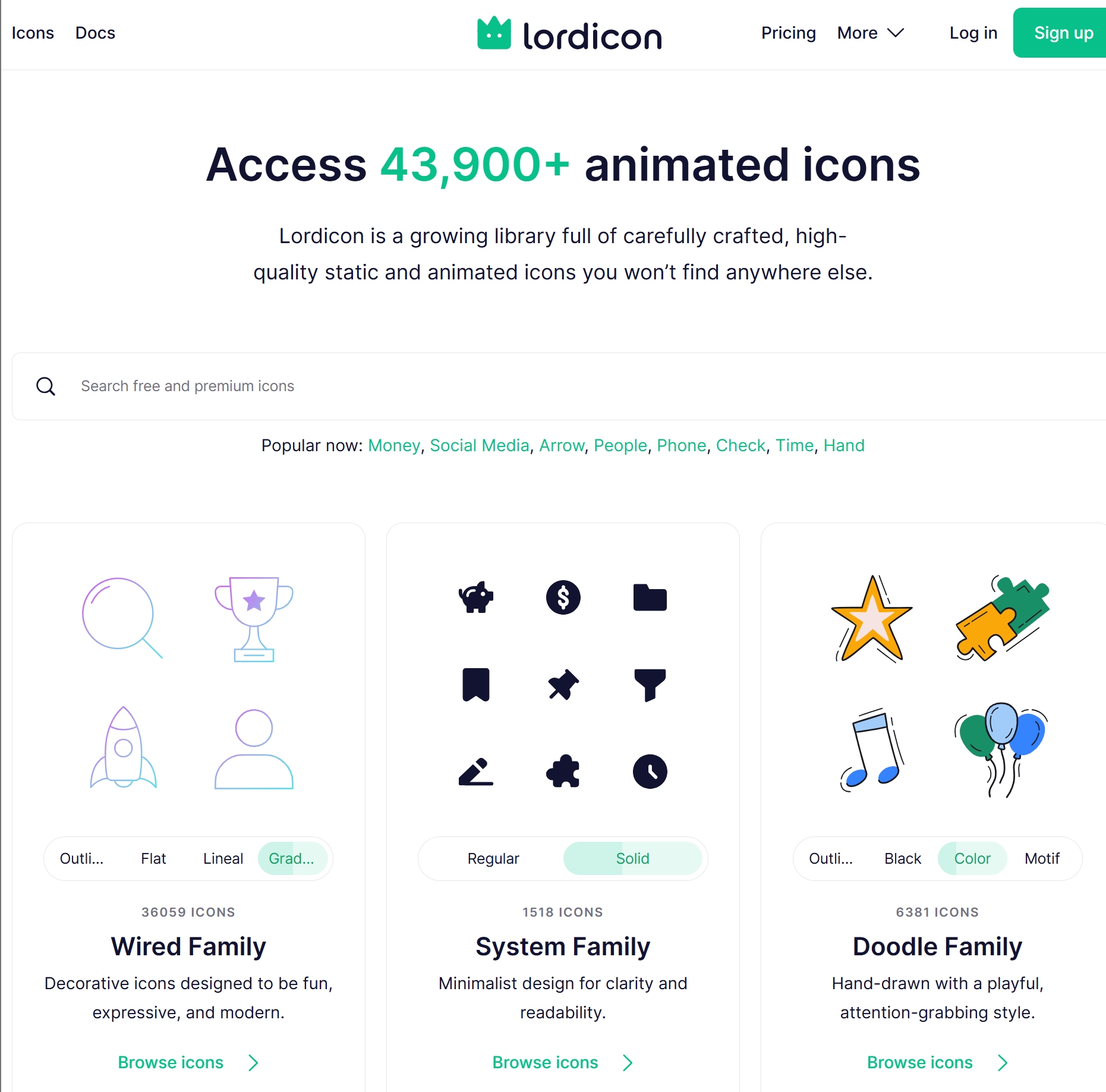 Lordicon (로드아이콘) 웹사이트 화면