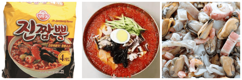 진짬뽕 라면, 냉짬뽕, 모듬 해산물 사진
