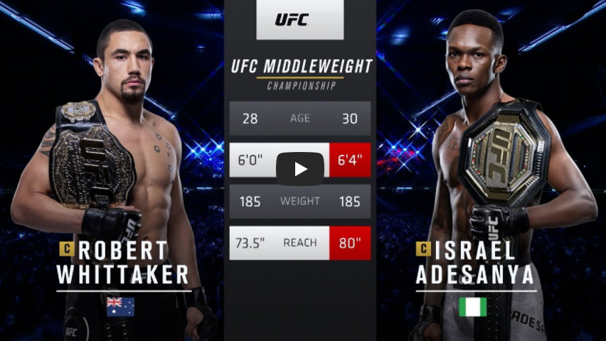 아데산야 휘태커 중계 TKO 하이라이트 시간 결과 UFC 271