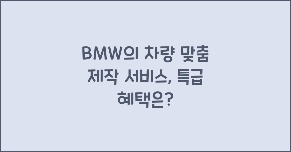 BMW의 차량 맞춤 제작 서비스