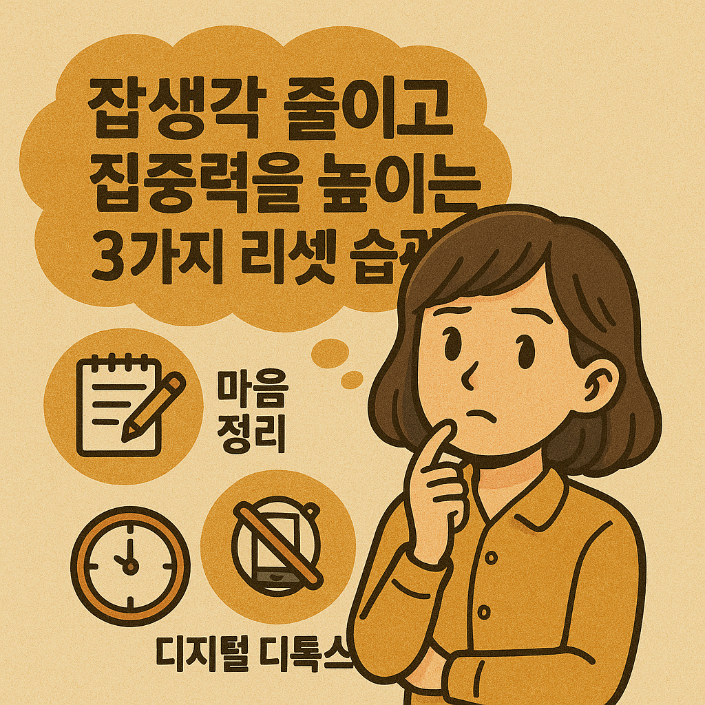 잡생각을 줄이고 집중력을 높이는 3가지 리셋 습관