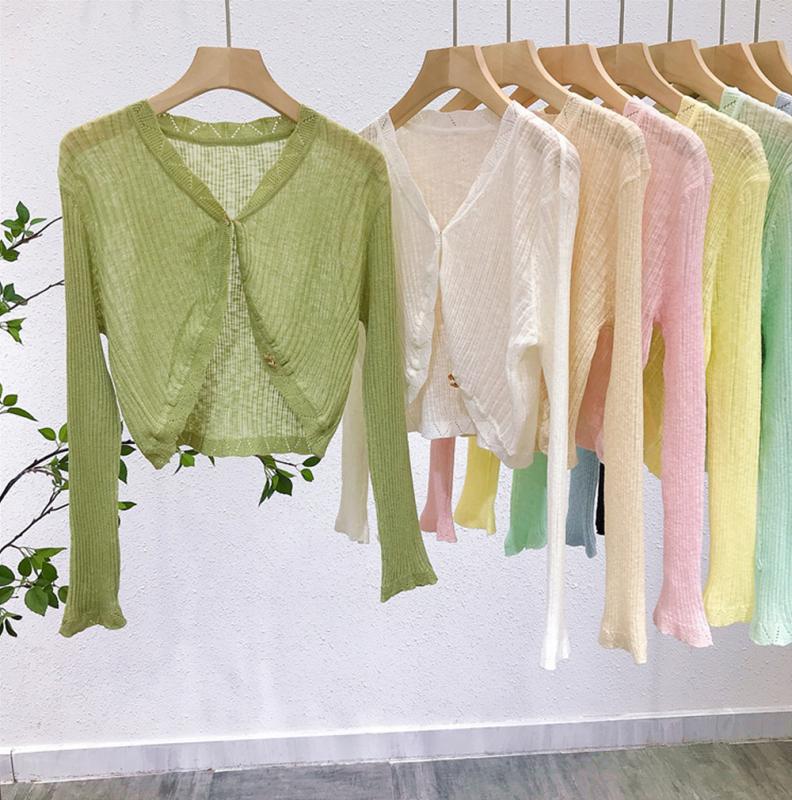 린넨사 크롭 니트 숏 여름볼레로가디건