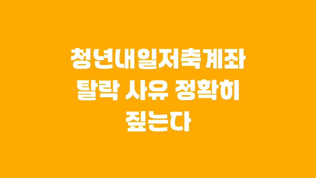 청년내일저축계좌 탈락 사유 정확히 짚는다!
