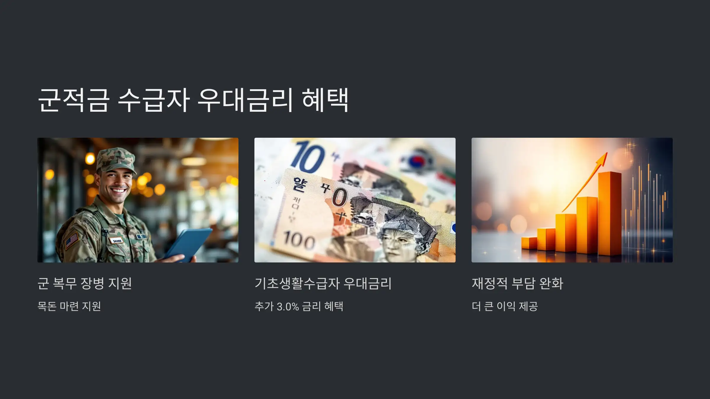 군적금 수급자 우대금리 혜택