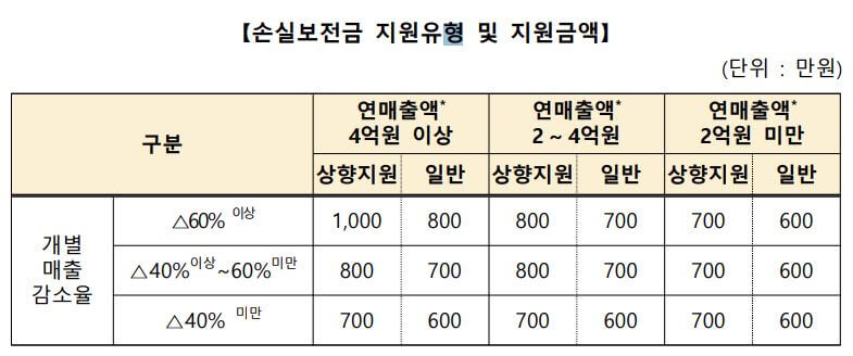 손실보전금 지원금 확인지급 신청