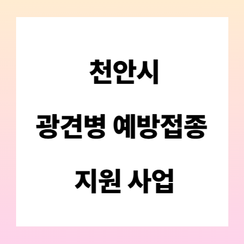 2025년 천안시 광견병 예방접종 지원사업 신청방법 및 동물병원 총정리