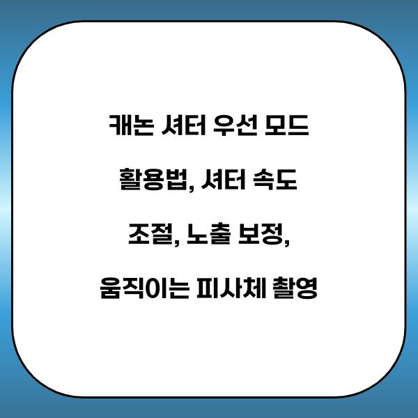 캐논 셔터 우선 모드 활용법