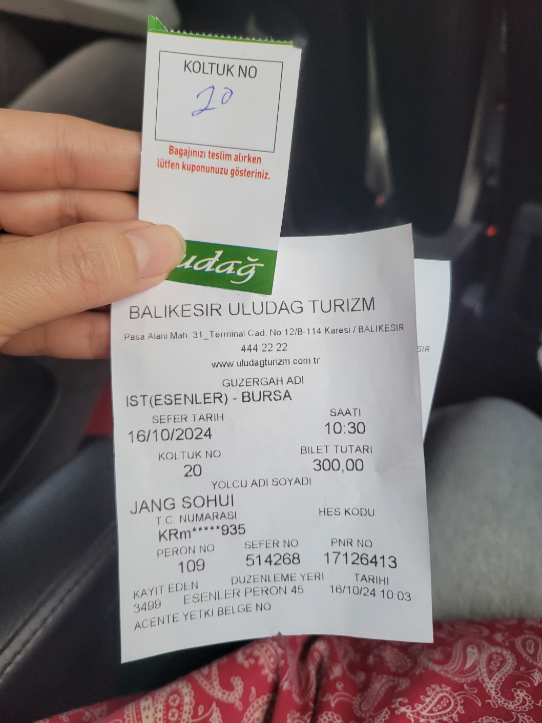 부르사 버스 티켓