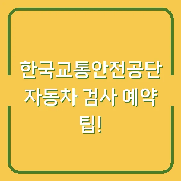 한국교통안전공단 자동차 검사 예약 팁!