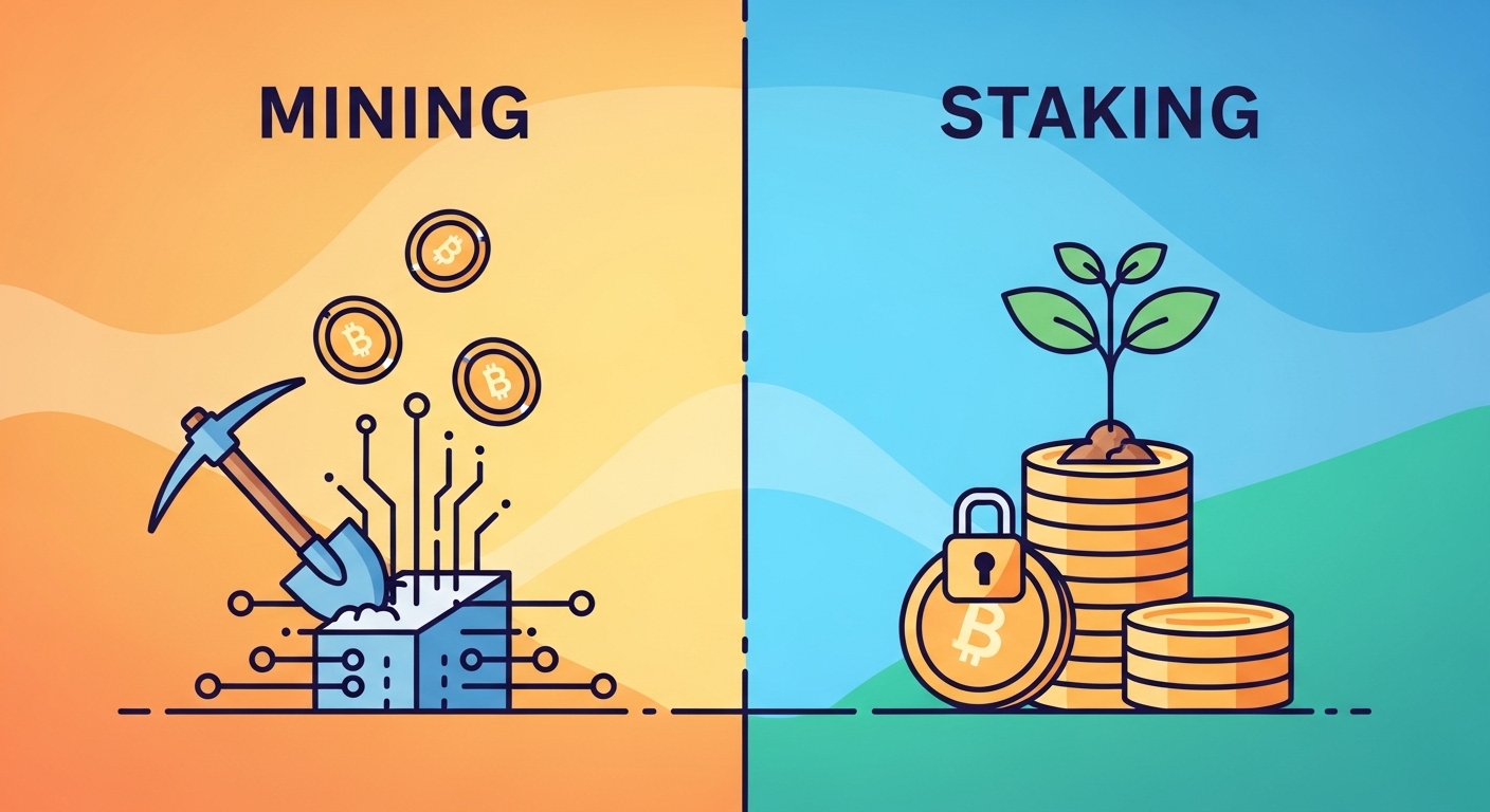 채굴(작업 증명) vs 스테이킹(지분 증명)