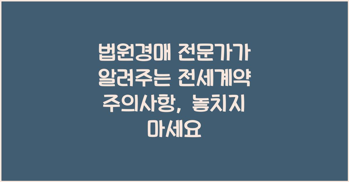 법원경매 전문가가 알려주는 전세계약 주의사항