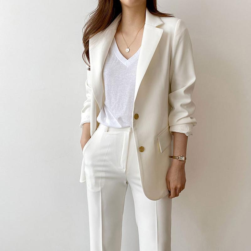 봄 여름 여성정장자켓 싱글 화이트자켓 여자 기본 아우터 블랙 핑크 소라