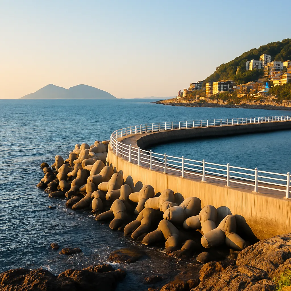 부산 해안의 푸른 바다와 산책로가 어우러진 풍경