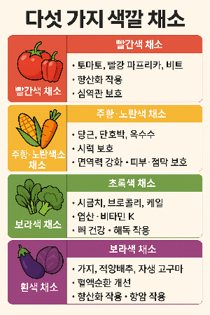 더섯 가지 색깔 채소