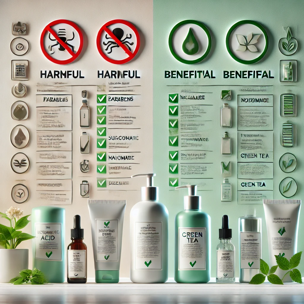 다양한 화장품의 성분을 표시한 이미지