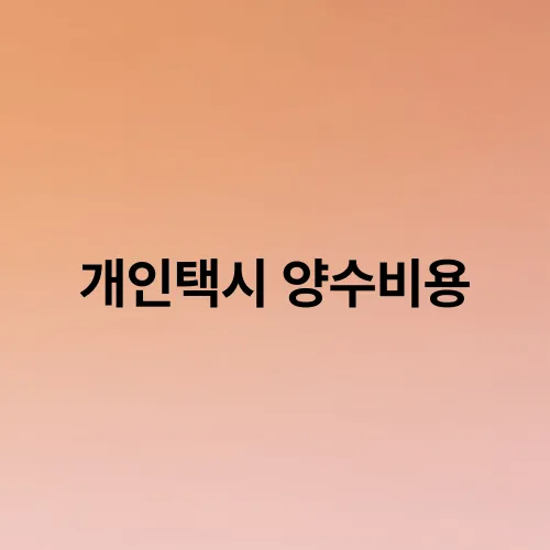 개인택시 양수비용