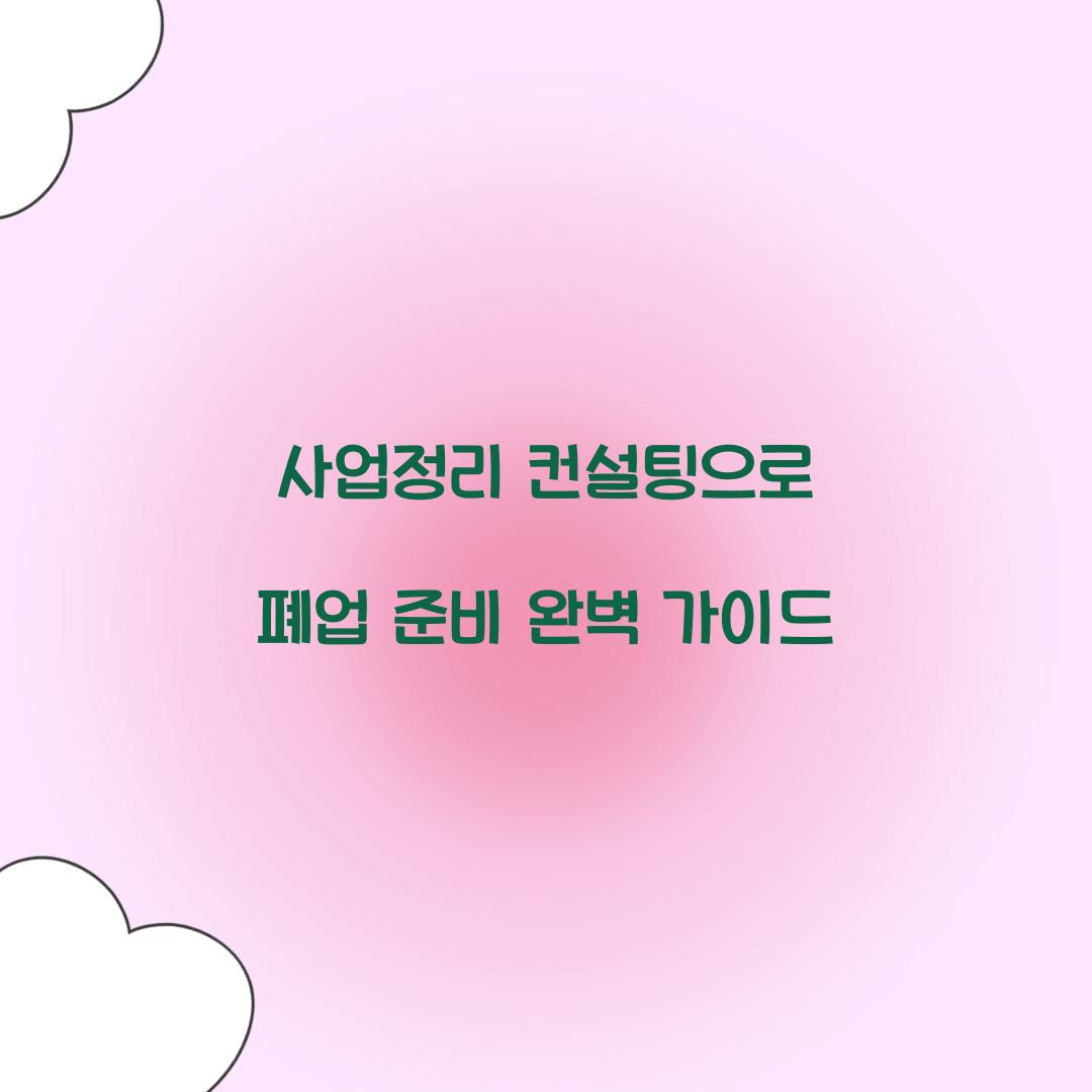 사업정리 컨설팅