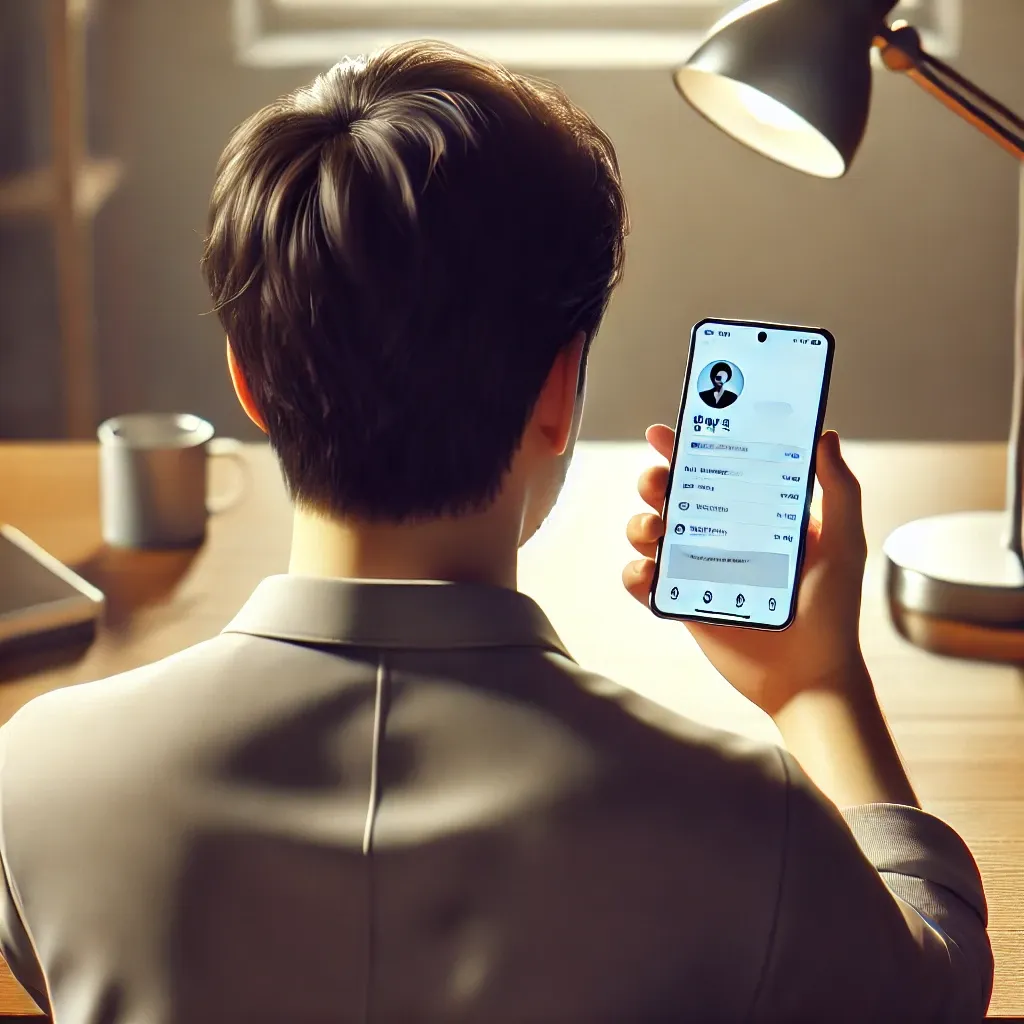 정신건강복지센터 상담 앱을 보는 남성