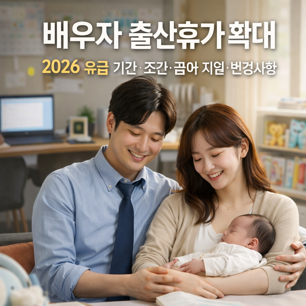 배우자 출산휴가 확대 2026 유급 기간 조건 급여 지원 변경사항 실제 체감 효과 완전정리