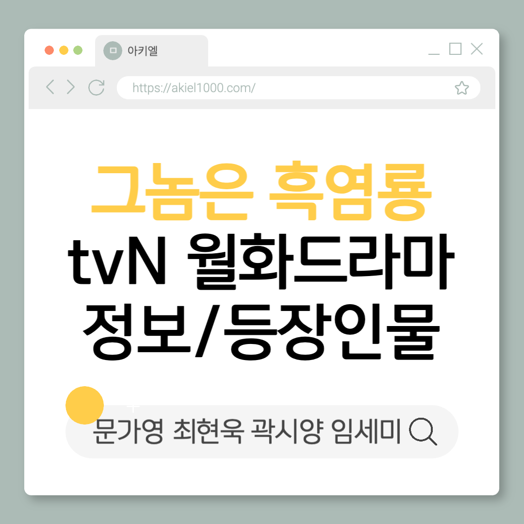 tvn 티빙 월화드라마 웹툰 원작 그놈은 흑염룡 문가영 최현욱 등장인물관계도 줄거리