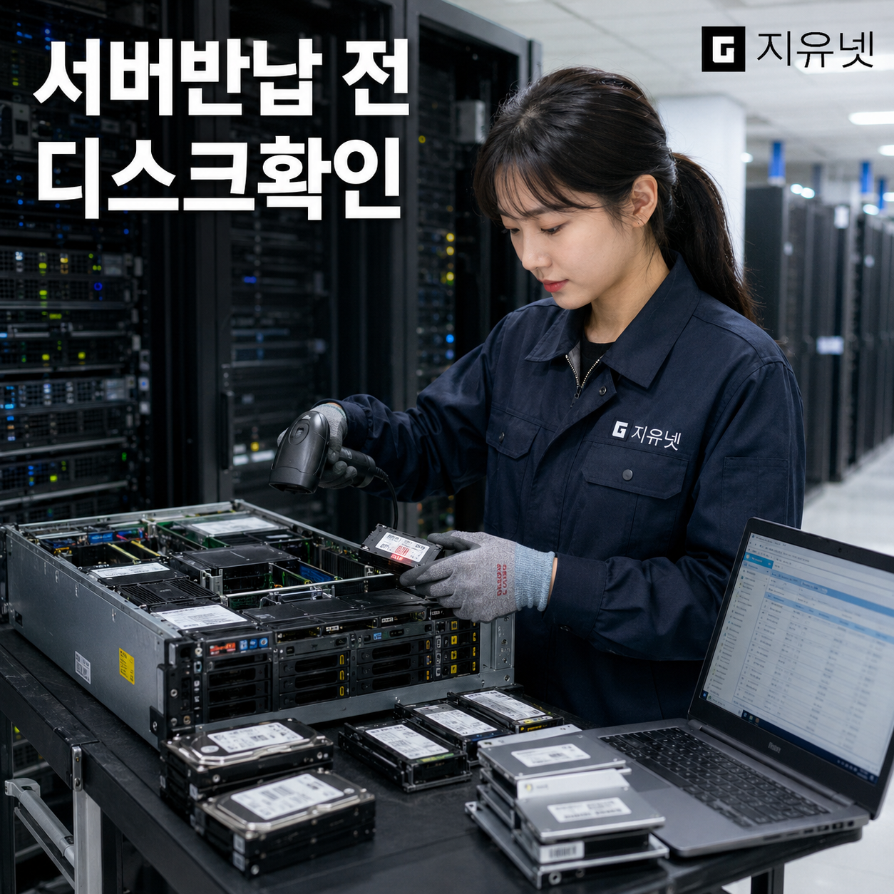 IDC 임대 서버 반납 전 서버 디스크 소유권과 기존 자료 여부를 확인하는 작업 장면