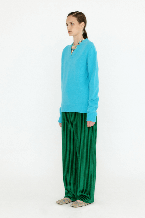 VAISY V-Neck Knit with Scarf - Sky Blue / EENK